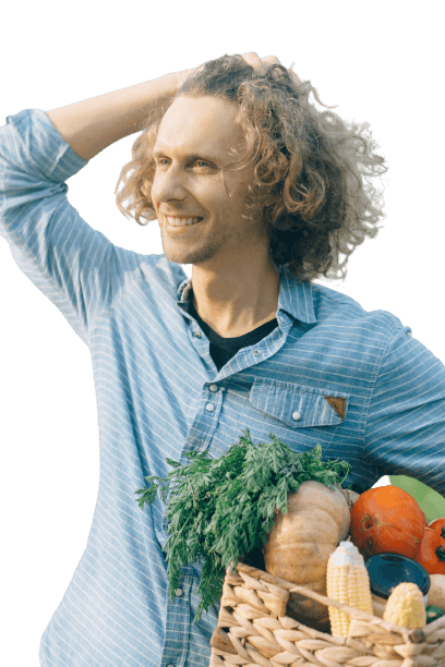 Man with vegetables